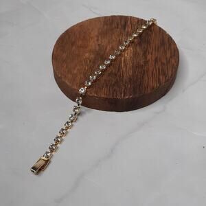 Gold Tone Rhinestone Fashion Tennis Bracelet